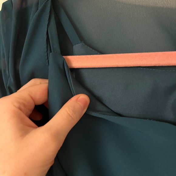 Mermaid Gown in peacock with sheer sleeves - Picture 6 of 7